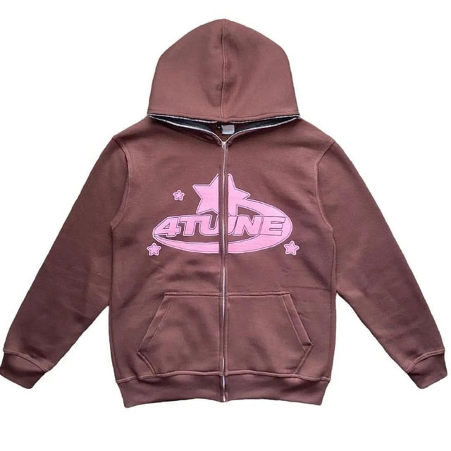 Sudadera con capucha y cremallera con estampado de estrellas