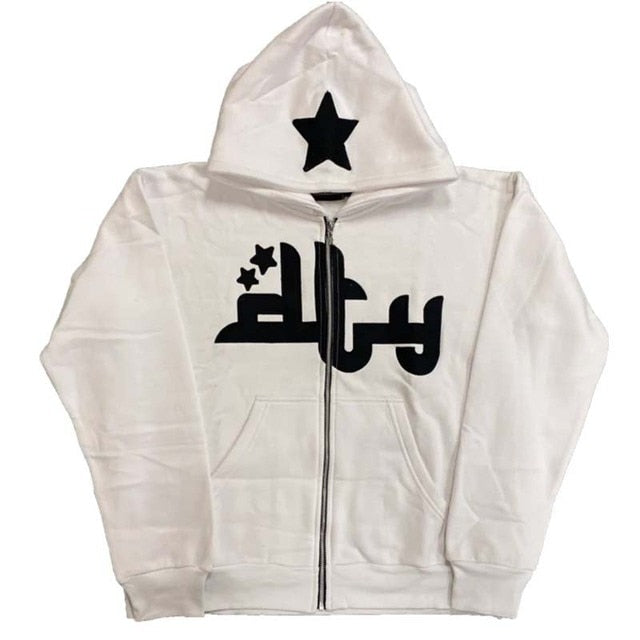 Sudadera con capucha y cremallera con estampado de estrellas
