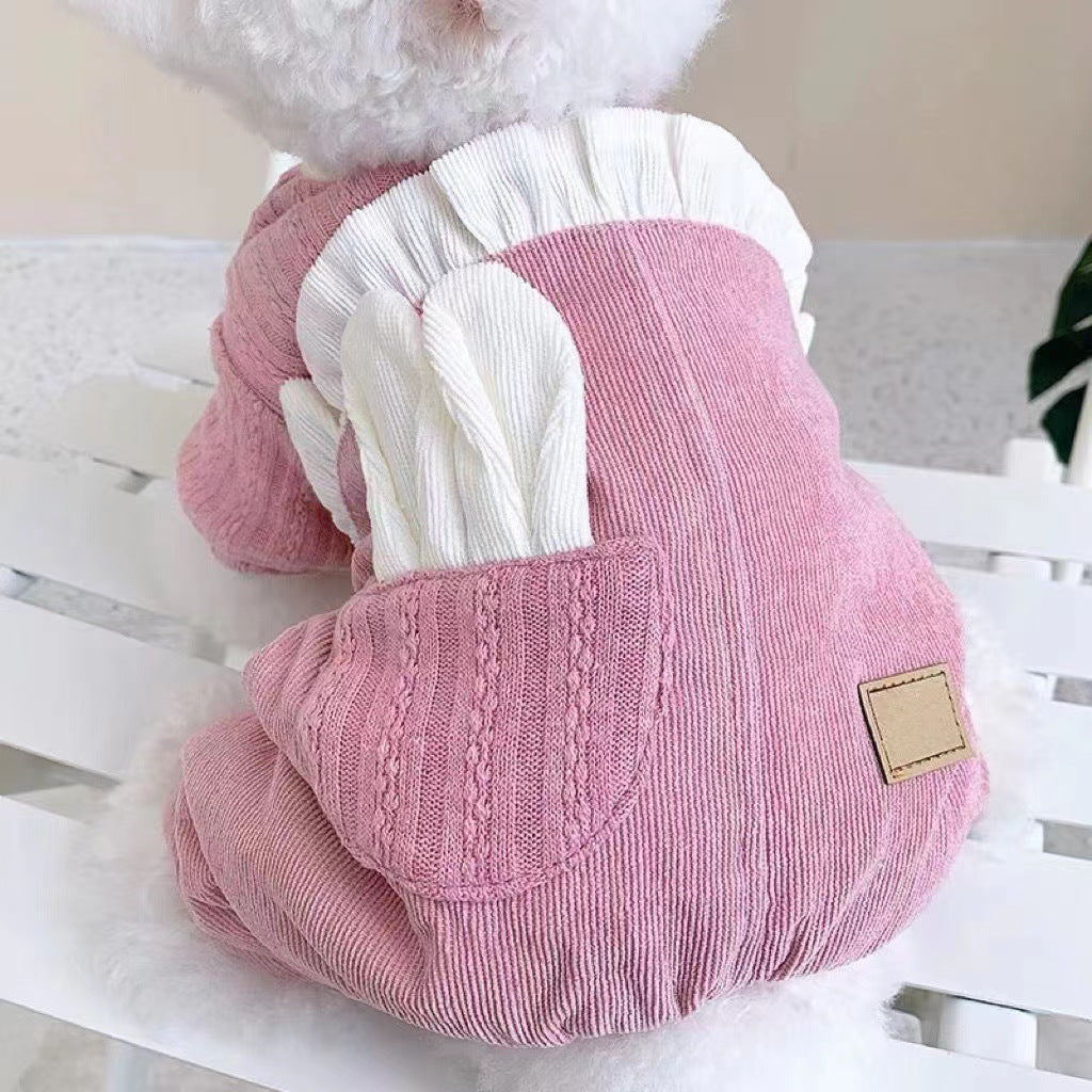 Winter Thick Cotton Pet Coat with Rabbit Ear Lace