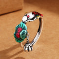 Personalized Adjustable Ring with Ethnic Carp Flower Design