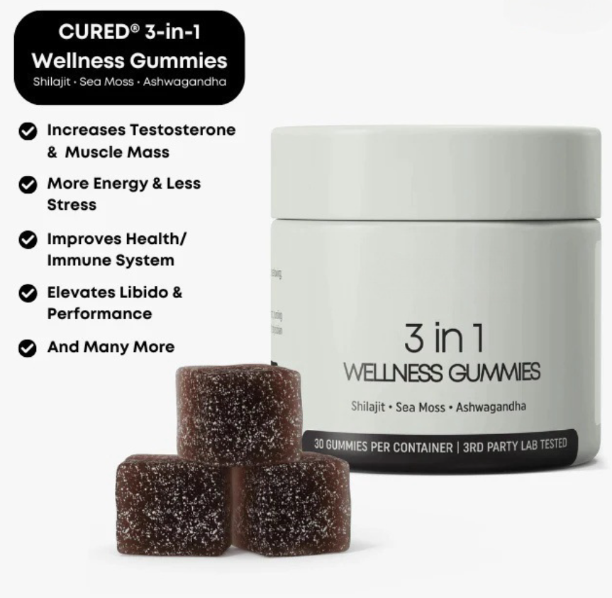 Gomitas Shilajit 3 en 1 para hombres