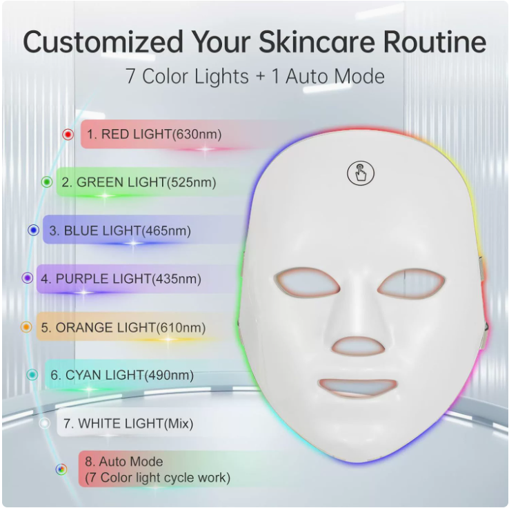 Mascarilla facial de terapia LED para el rejuvenecimiento de la piel