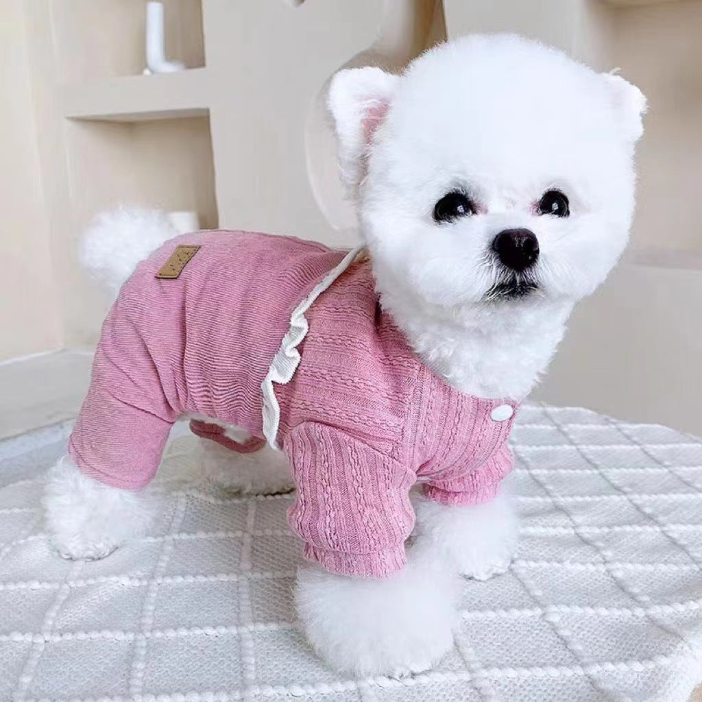 Winter Thick Cotton Pet Coat with Rabbit Ear Lace