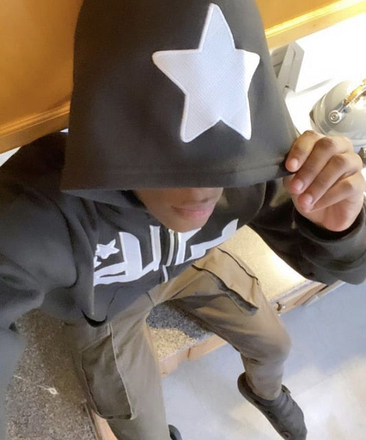 Sudadera con capucha y cremallera con estampado de estrellas