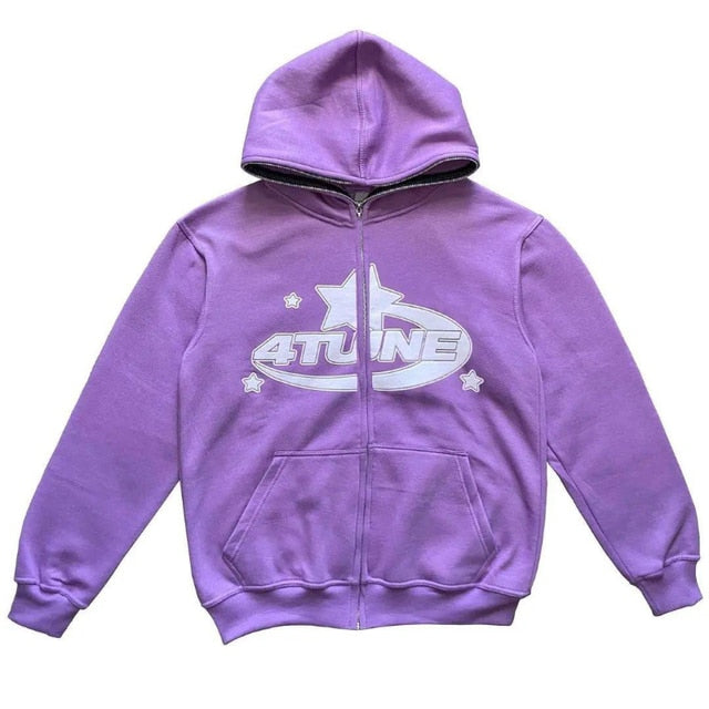 Sudadera con capucha y cremallera con estampado de estrellas