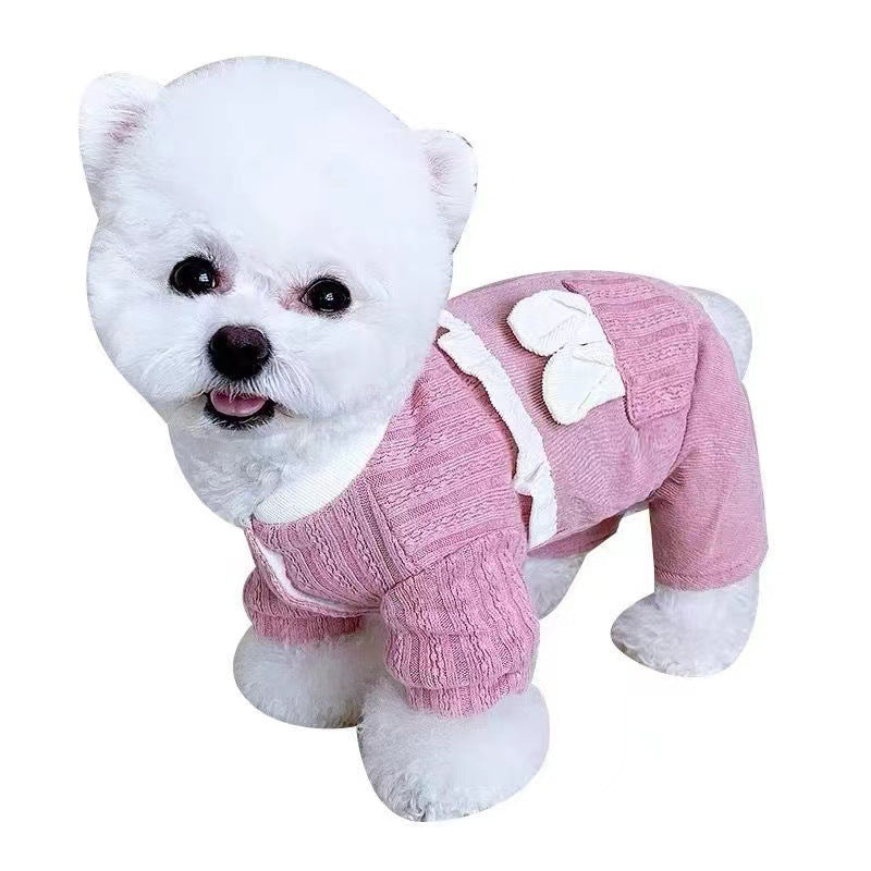 Winter Thick Cotton Pet Coat with Rabbit Ear Lace