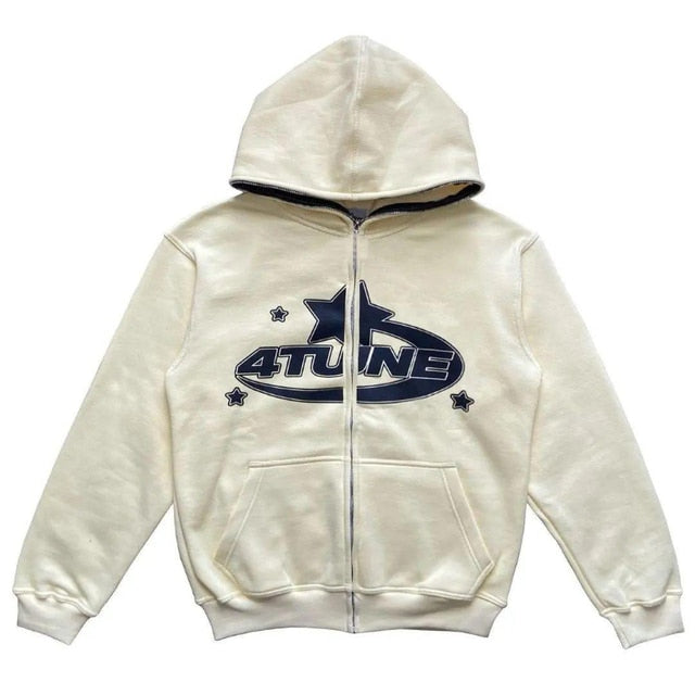 Sudadera con capucha y cremallera con estampado de estrellas