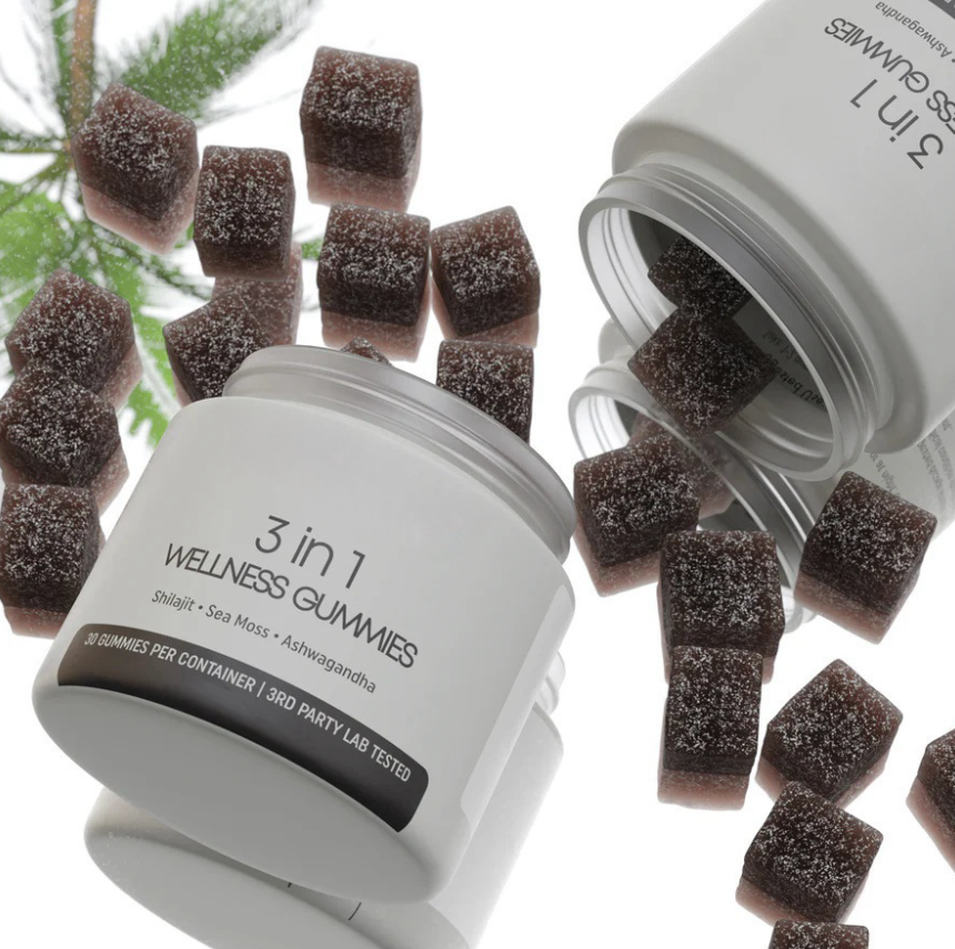 Gomitas Shilajit 3 en 1 para hombres
