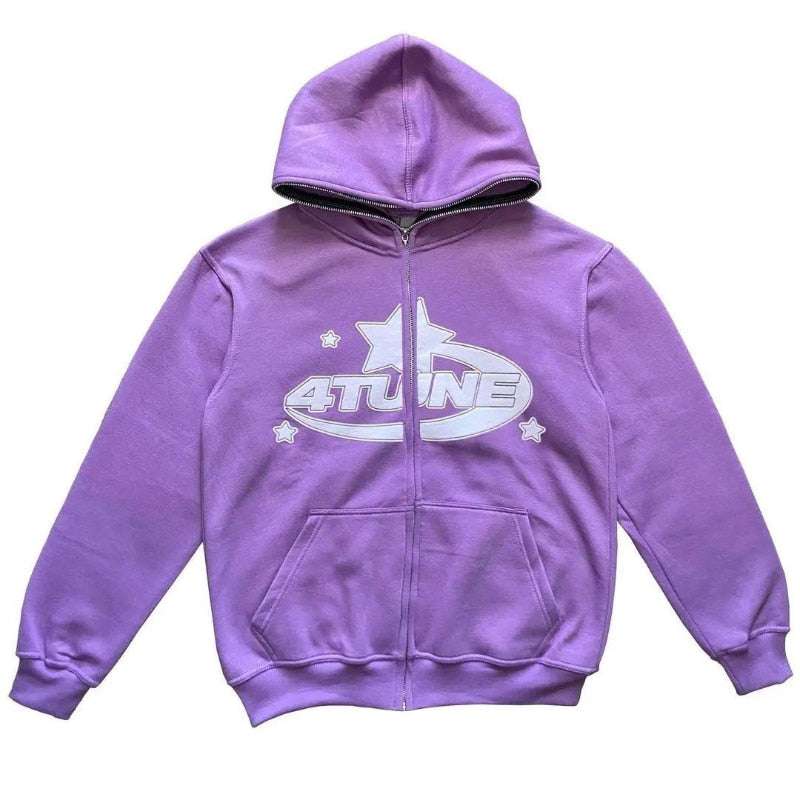 Sudadera con capucha y cremallera con estampado de estrellas