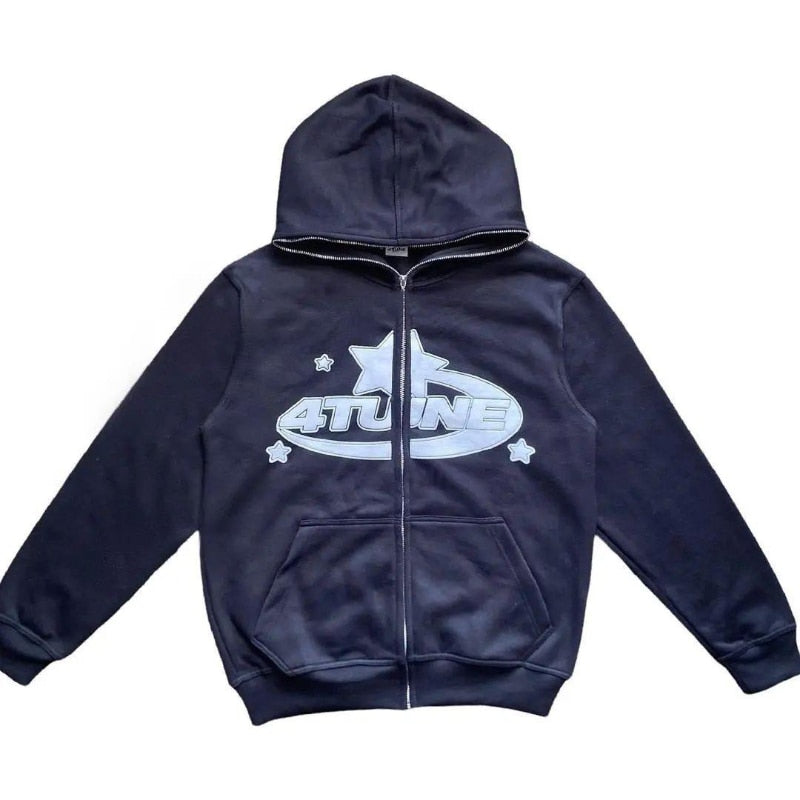 Sudadera con capucha y cremallera con estampado de estrellas