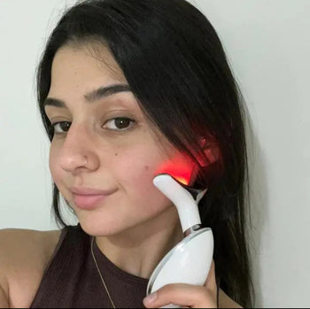 Masajeador facial de belleza, dispositivo facial de microcorriente de belleza ondulada para el acné de 7 colores, dispositivo de belleza para reafirmar la piel del rostro y cuello,