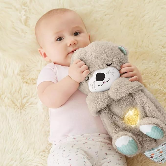 Máquina de sonido Lontra Acurrúcate y Tranquiliza Juguete de peluche portátil para bebé con detalles sensoriales música luces y movimiento rítmico de respiración
