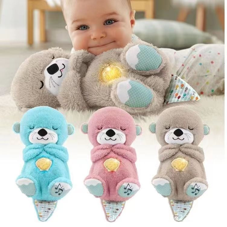 Máquina de sonido Lontra Acurrúcate y Tranquiliza Juguete de peluche portátil para bebé con detalles sensoriales música luces y movimiento rítmico de respiración