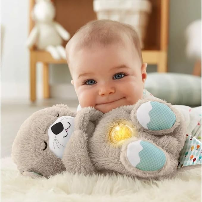 Máquina de sonido Lontra Acurrúcate y Tranquiliza Juguete de peluche portátil para bebé con detalles sensoriales música luces y movimiento rítmico de respiración