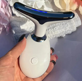 Masajeador facial de belleza, dispositivo facial de microcorriente de belleza ondulada para el acné de 7 colores, dispositivo de belleza para reafirmar la piel del rostro y cuello,